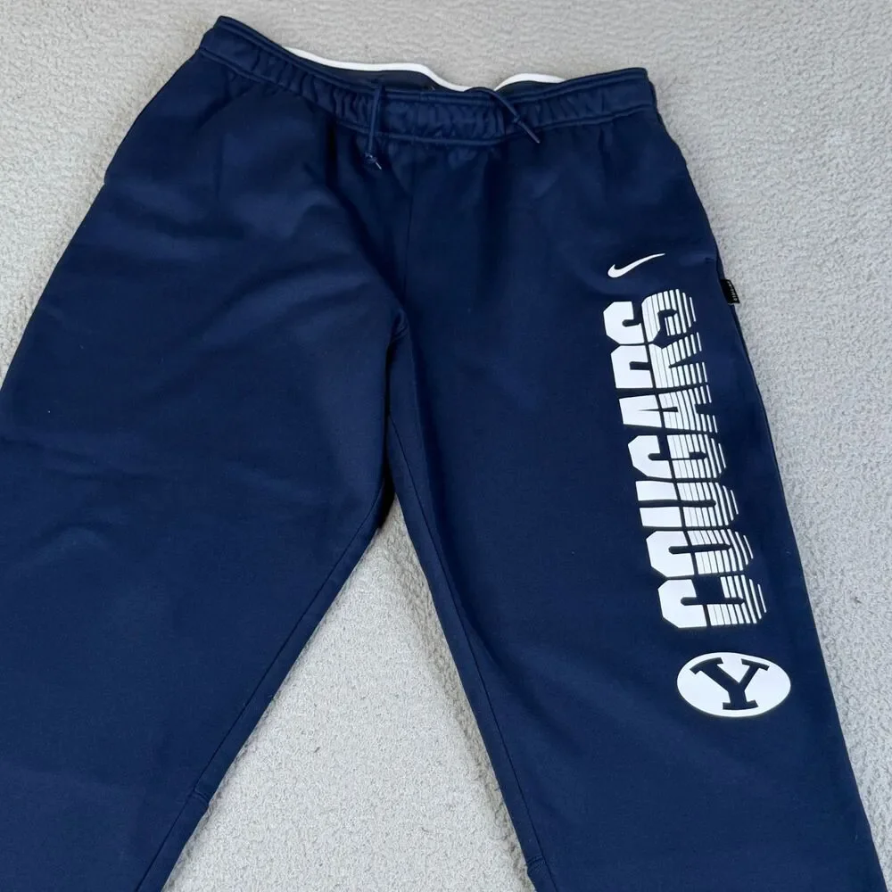 BYU COUGARS Jogger Pant Nike Men L Blue NCAA College Athletic Sweatpants Dri Fit